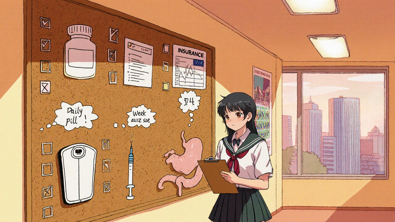 選択肢のチェックリストを前に考える主人公の姿