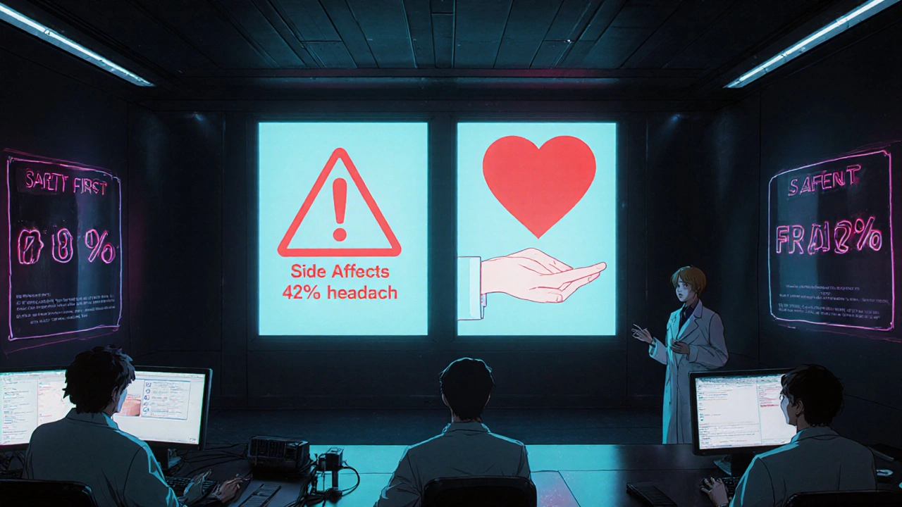 FDAの審査室でPMIのデータが巨大な画面に表示されている