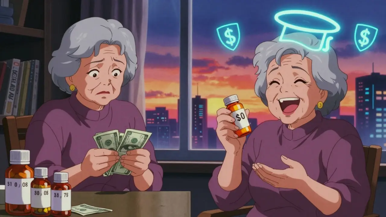 ジェネリック薬の費用が<h2>ジェネリック薬の「真の自己負担額」を理解する</h2>になる様子を対比で描いたアニメ風シーン。