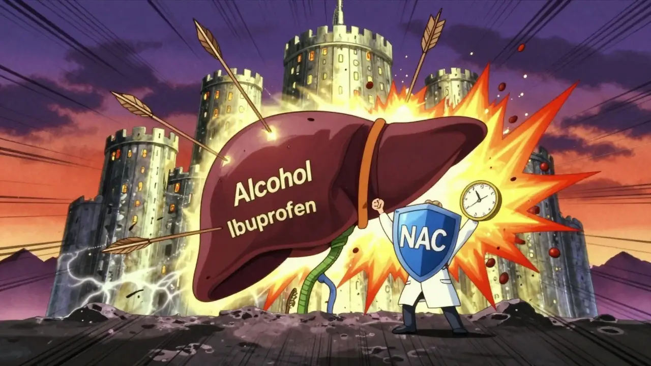 肝脏堡垒正遭受酒精与隐藏药物的攻击，解毒剂NAC正在倒计时中守护。