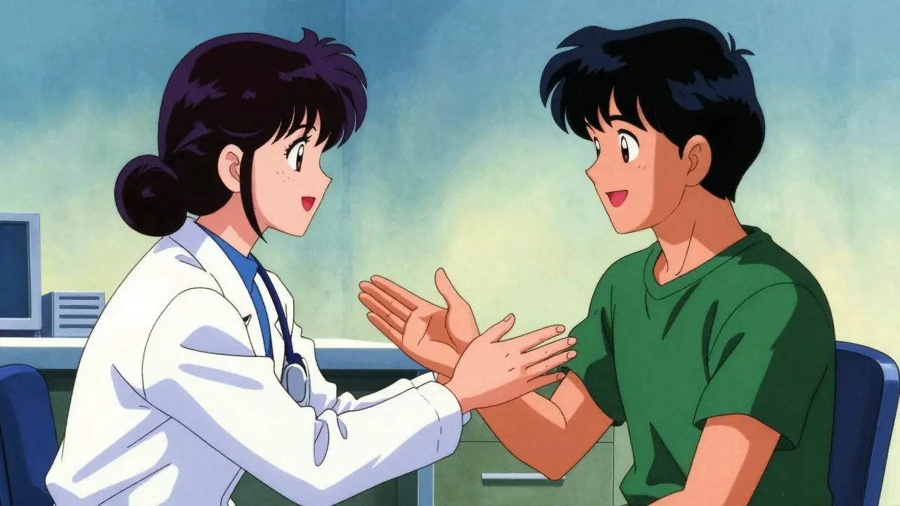 笑顔で安心した患者と医師の信頼関係