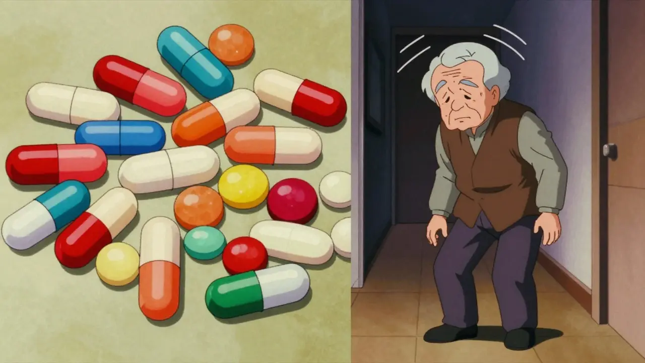 多剤併用によるふらつきや副作用のイメージ