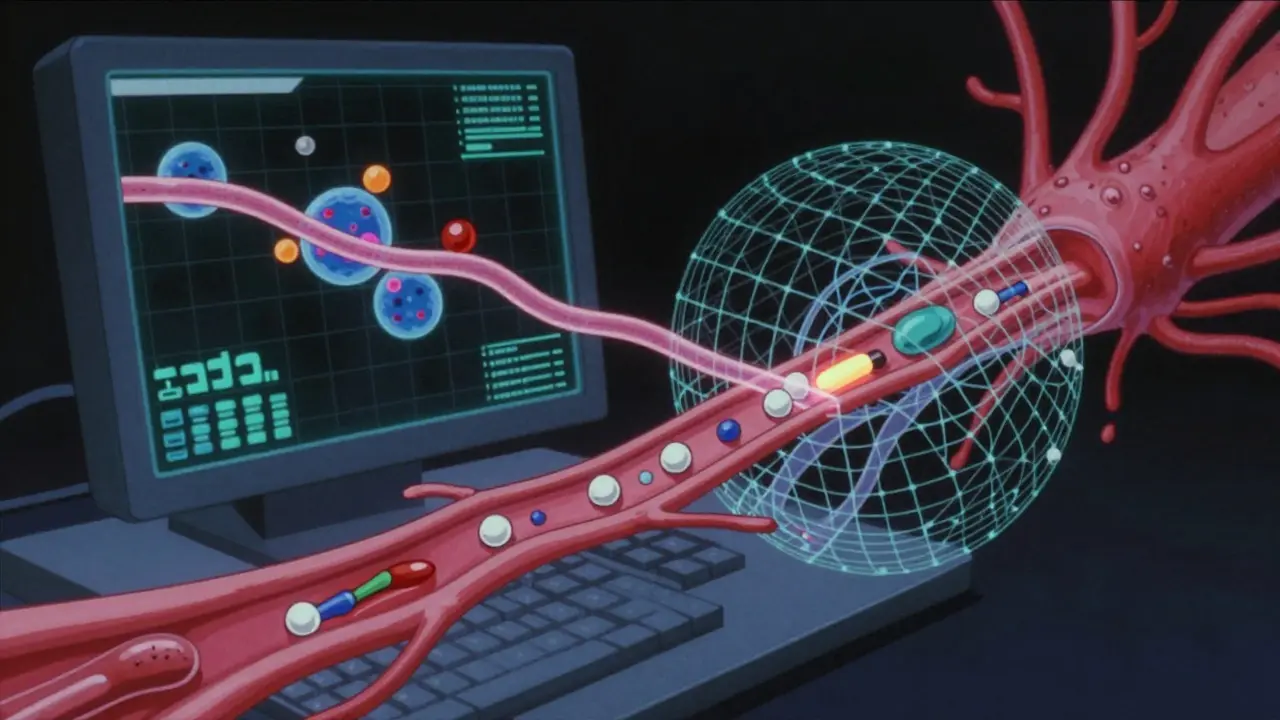 体内での薬物動態をシミュレーションするPBPKモデルの概念図